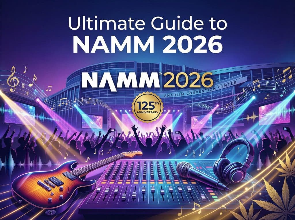 NAMM 2026 Ultimate Guide - 125th Anniversary - From The Earth Santa Ana - January 20-24 Anaheim Convention Center with concert stage and audio equipment