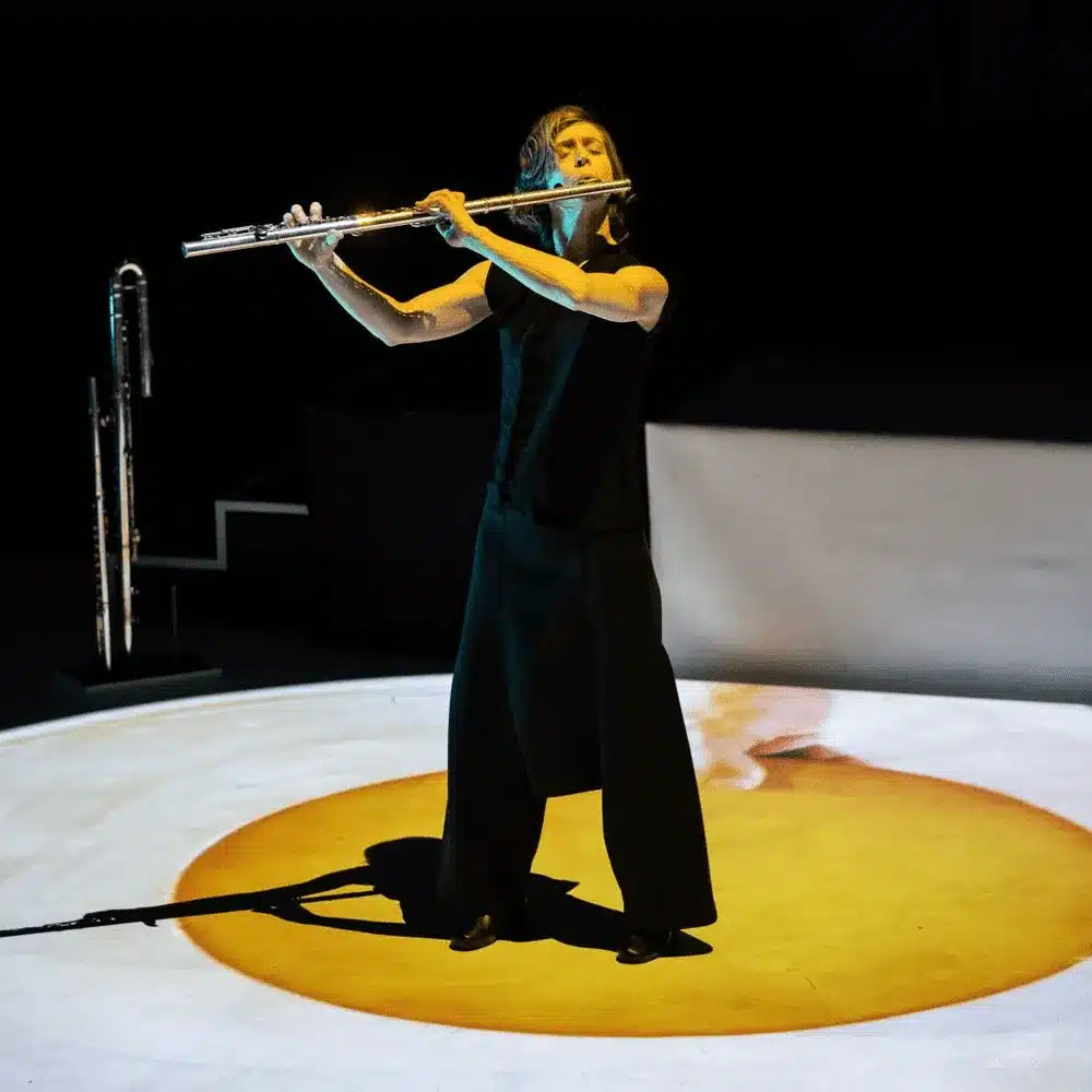 Claire Chase playing the flute