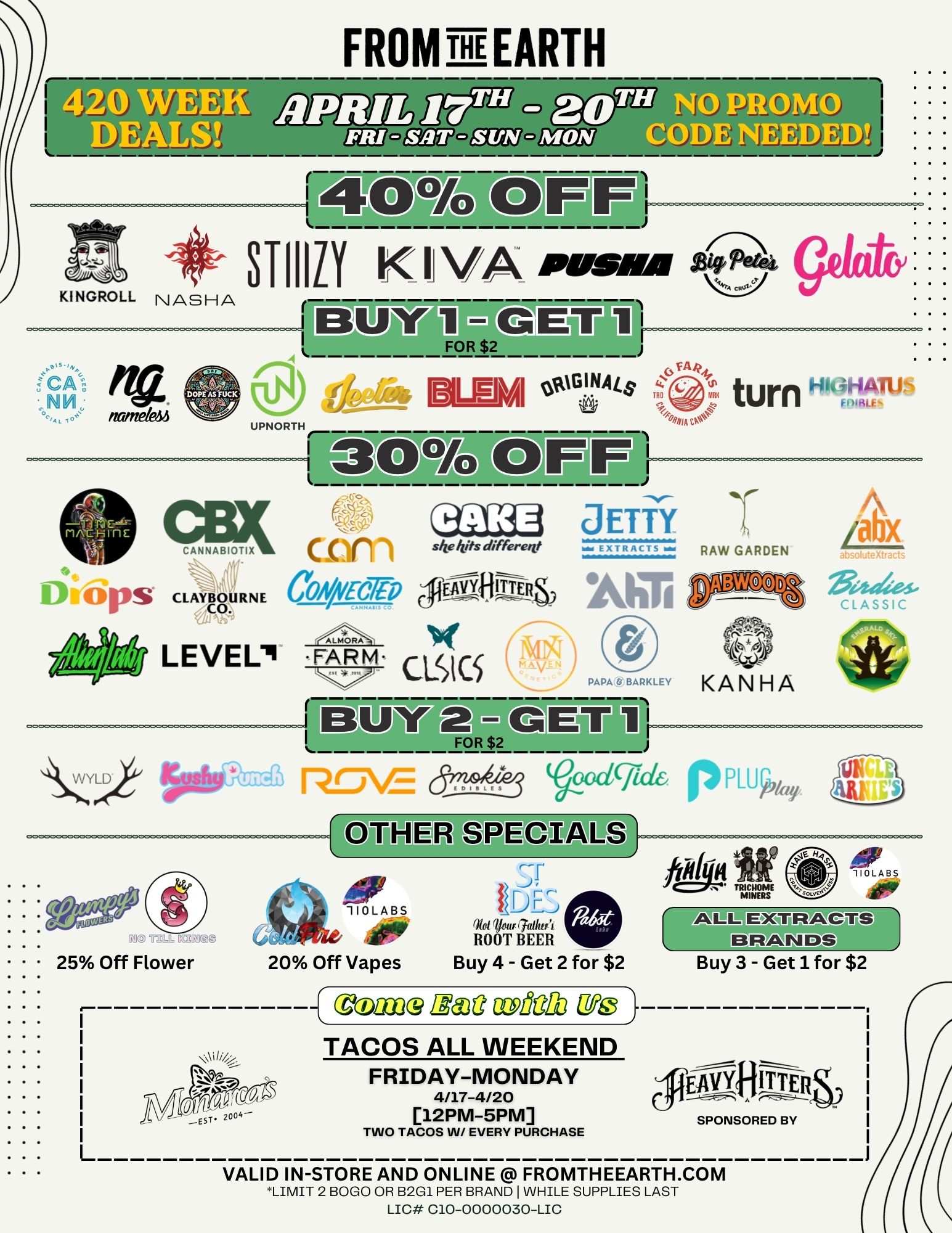 2026 420 deals flyer for From The Earth Port Hueneme