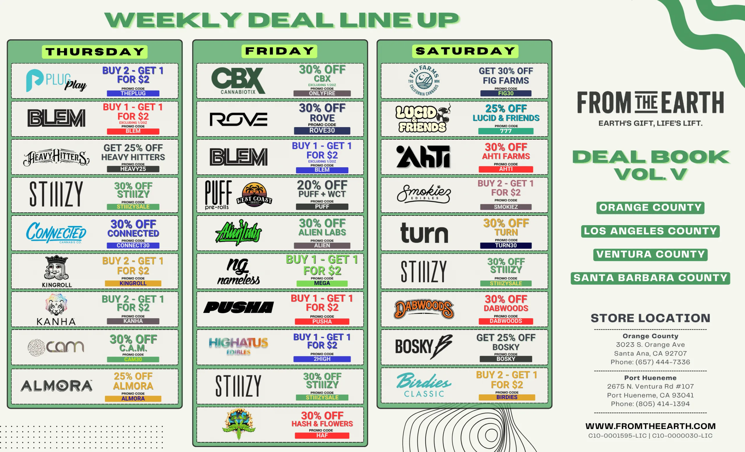 From The Earth weekly deal line up, Thursday to Saturday, Deal Book Vol. V